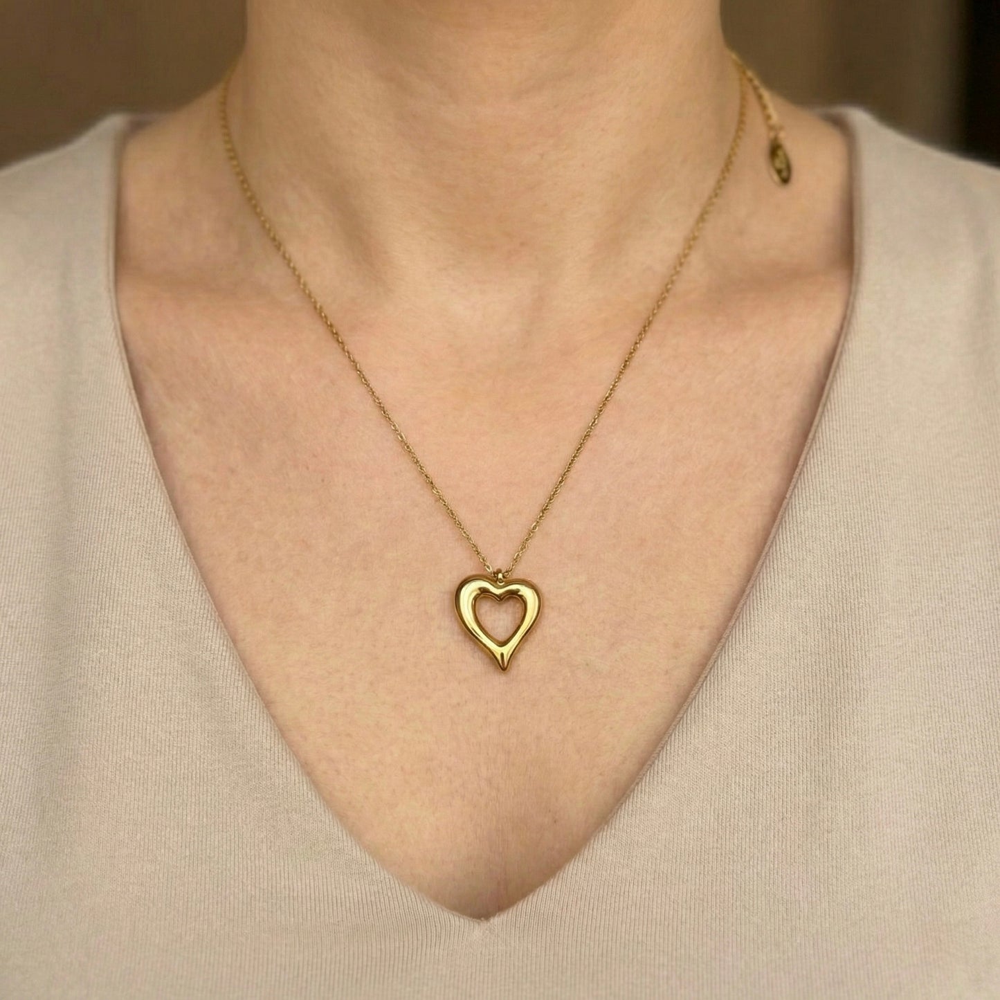 Open Heart Gold Plated Necklace – Minimal Love Pendant | Myst Juels