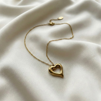 Open Heart Gold Plated Necklace – Minimal Love Pendant | Myst Juels