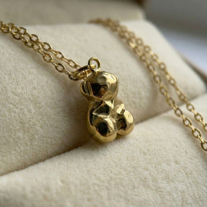 Teddy Bear Gold Plated Necklace – Cute Minimal Pendant | Myst Juels