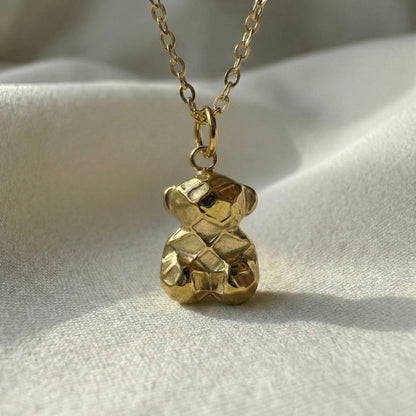 Teddy Bear Gold Plated Necklace – Cute Minimal Pendant | Myst Juels