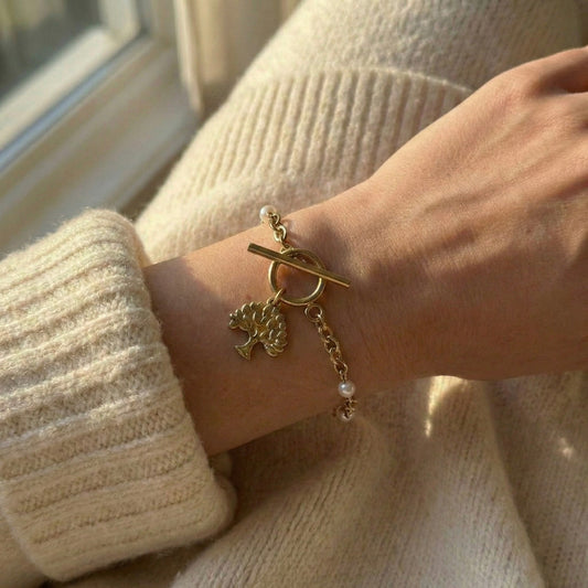 Tree of Life Gold Plated Bracelet – Pearl Charm Minimal Jewellery | Myst Juels