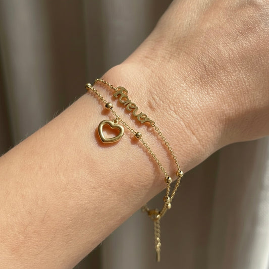 Forever Heart Gold Plated Bracelet – Minimal Love Jewellery | Myst Juels
