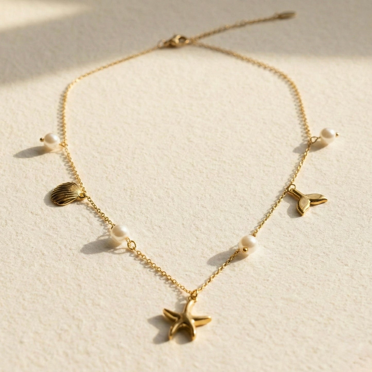 Ocean Whisper Pearl Charm Necklace | Mystjuels