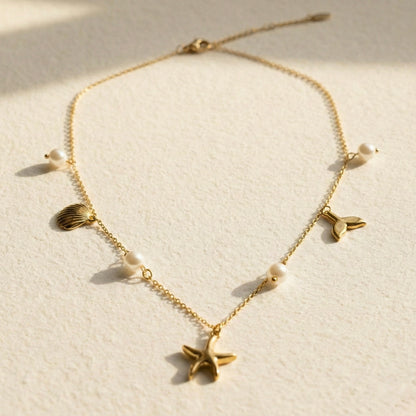 Ocean Whisper Pearl Charm Necklace | Mystjuels
