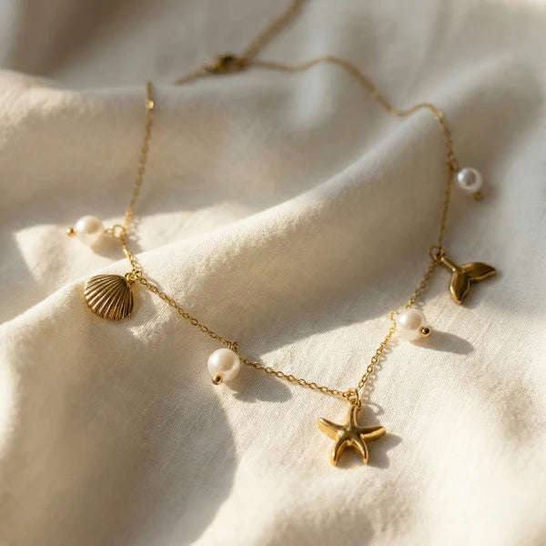 Oceanic Opulence Suite – Layered Coastal Gold Jewellery Set