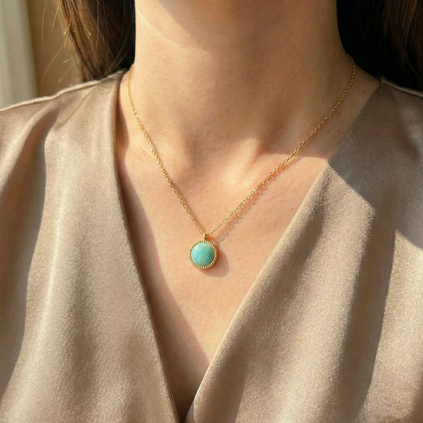 Ocean Calm Gold Plated Necklace – Minimal Stone Jewellery | Myst Juels