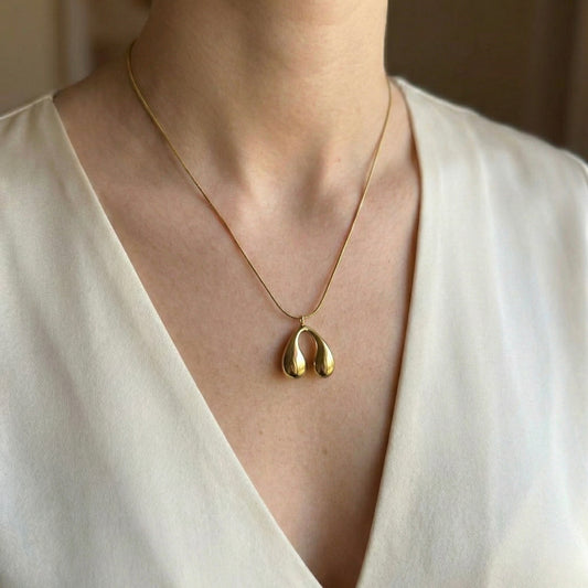 Golden Wish Curve Gold Plated Necklace – Minimal Sculpted Jewellery | Myst Juels