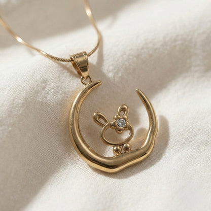 Moon Bunny Gold Plated Necklace – Minimal Crescent Jewellery | Myst Juels