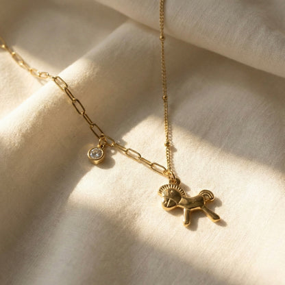 Lucky Horse Gold Plated Chain Necklace  – Minimal Charm Jewellery | Myst Juels