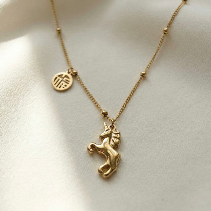 Lucky Unicorn Gold Plated Necklace – Minimal Charm Jewellery | Myst Juels