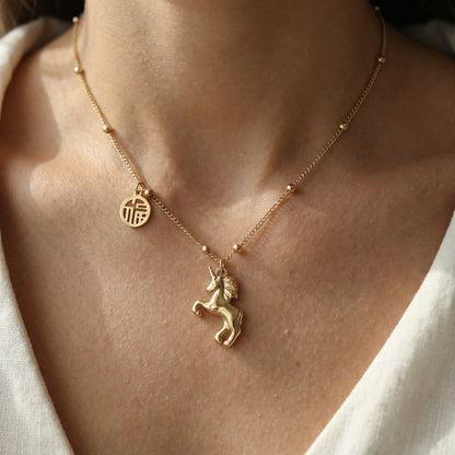 Lucky Unicorn Gold Plated Necklace – Minimal Charm Jewellery | Myst Juels