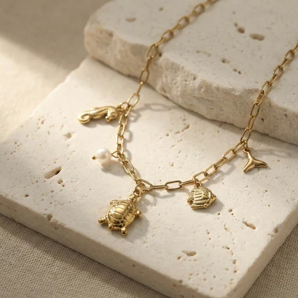 Oceanic Opulence Suite – Layered Coastal Gold Jewellery Set