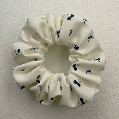 Ivory Bear Print Scrunchie Duo – Soft Everyday Hair Accessory