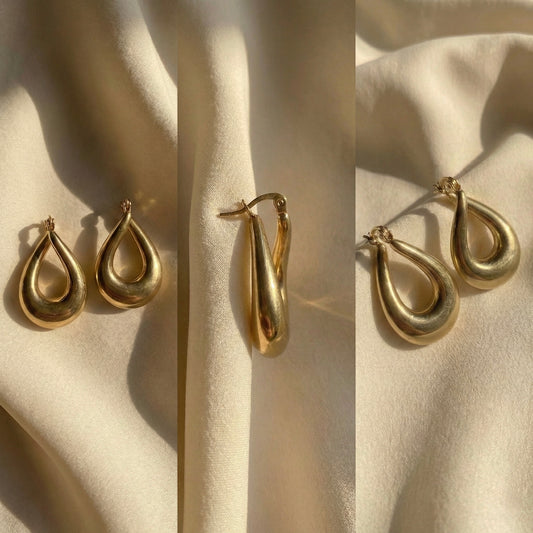 Golden Teardrop Drop Earrings – Elegant Everyday Statement