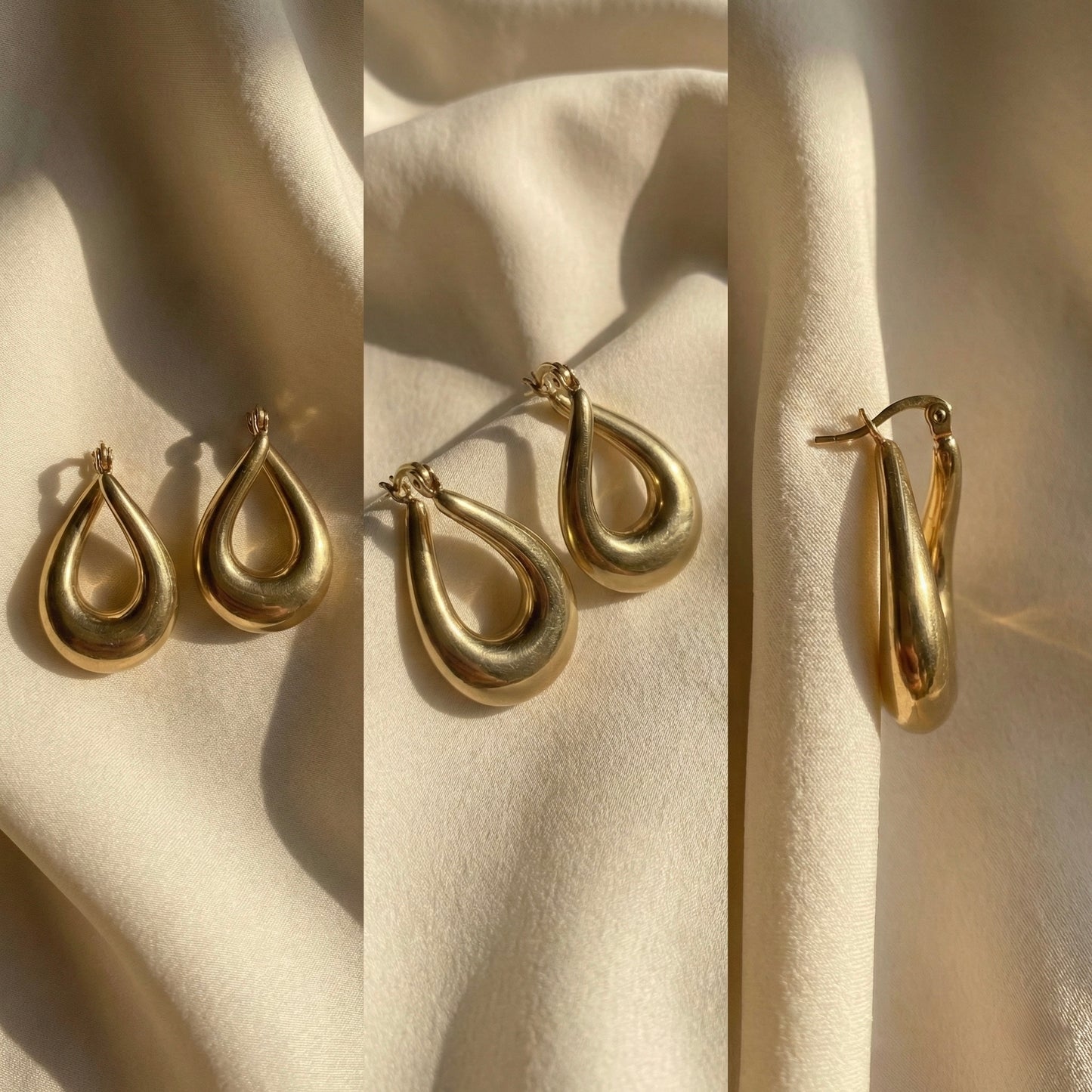 Golden Teardrop Drop Earrings – Elegant Everyday Statement