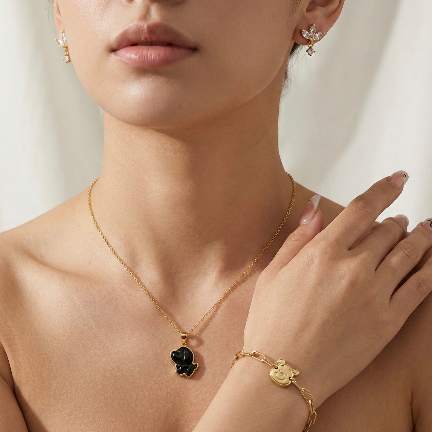 Midnight Puppy Playful Set - Necklace, Bracelet & Earrings