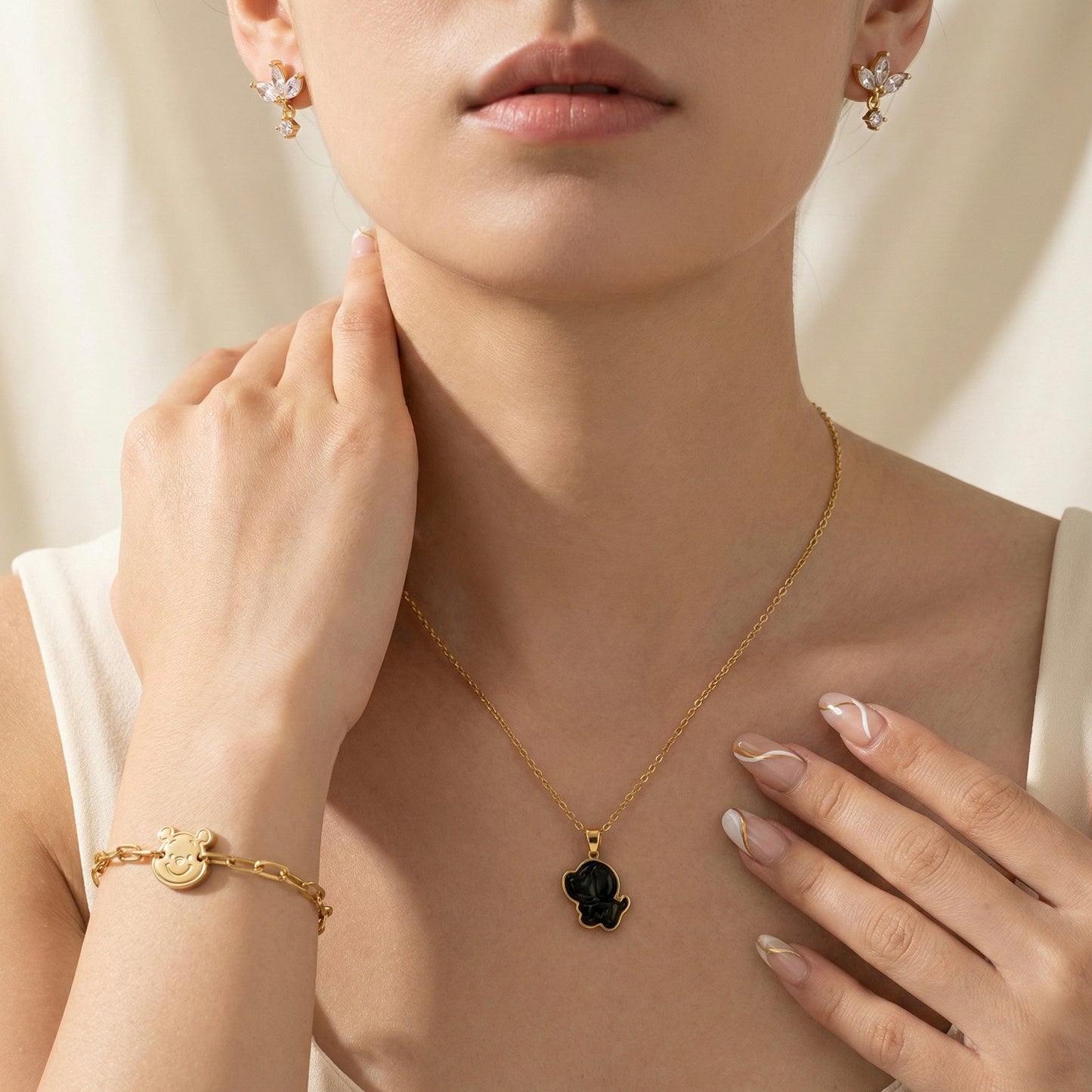 Midnight Puppy Playful Set - Necklace, Bracelet & Earrings