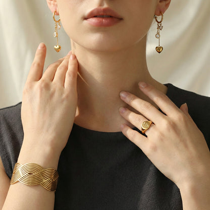 Midnight Noir Gala Set | Bow, Heart Earrings, Wave Cuff & Signet Ring