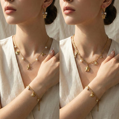 Oceanic Opulence Suite – Layered Coastal Gold Jewellery Set