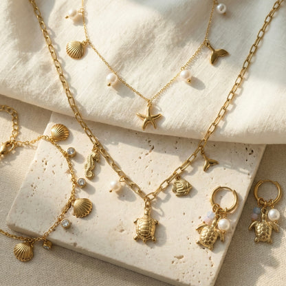 Oceanic Opulence Suite – Layered Coastal Gold Jewellery Set