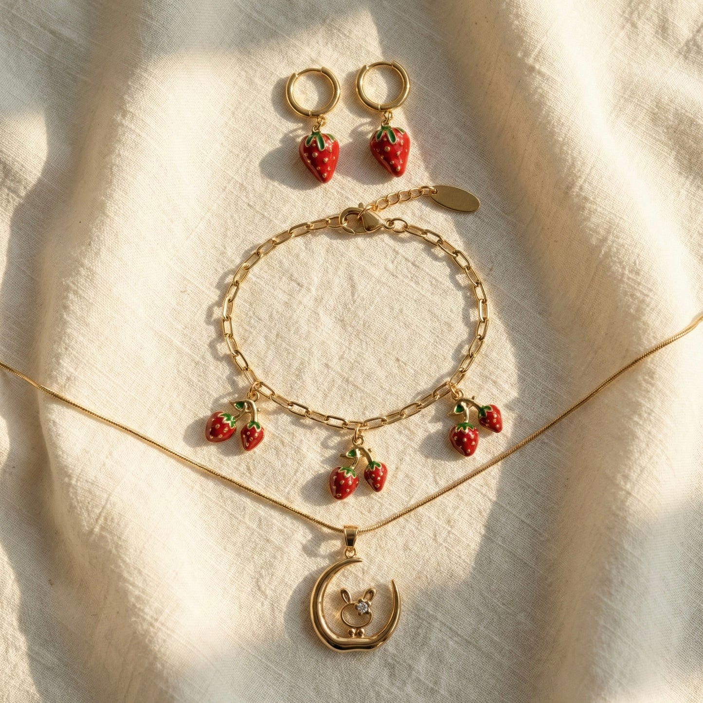 Strawberry Fields Starter – Playful Everyday Gold Charm Set