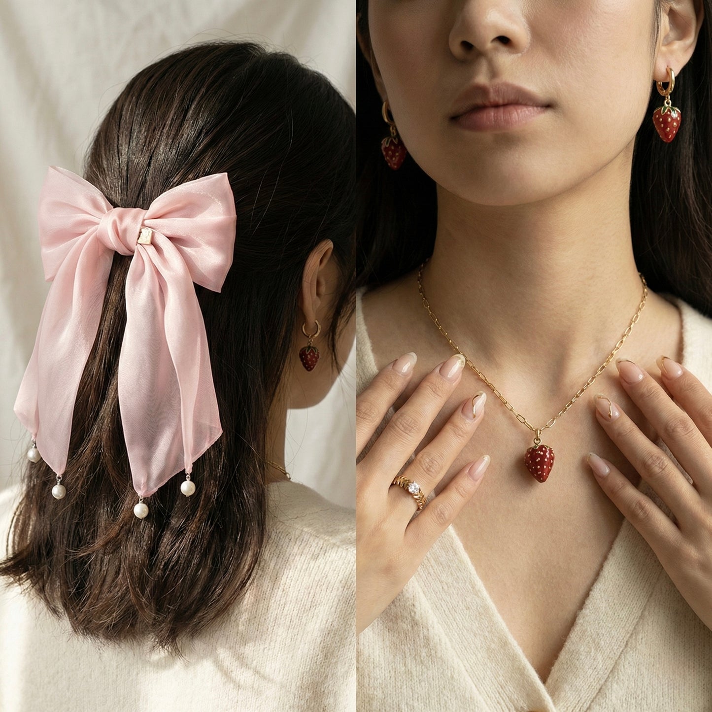 Ultimate Strawberry Collection | Strawberry Jewelry Combo & Blush Bow