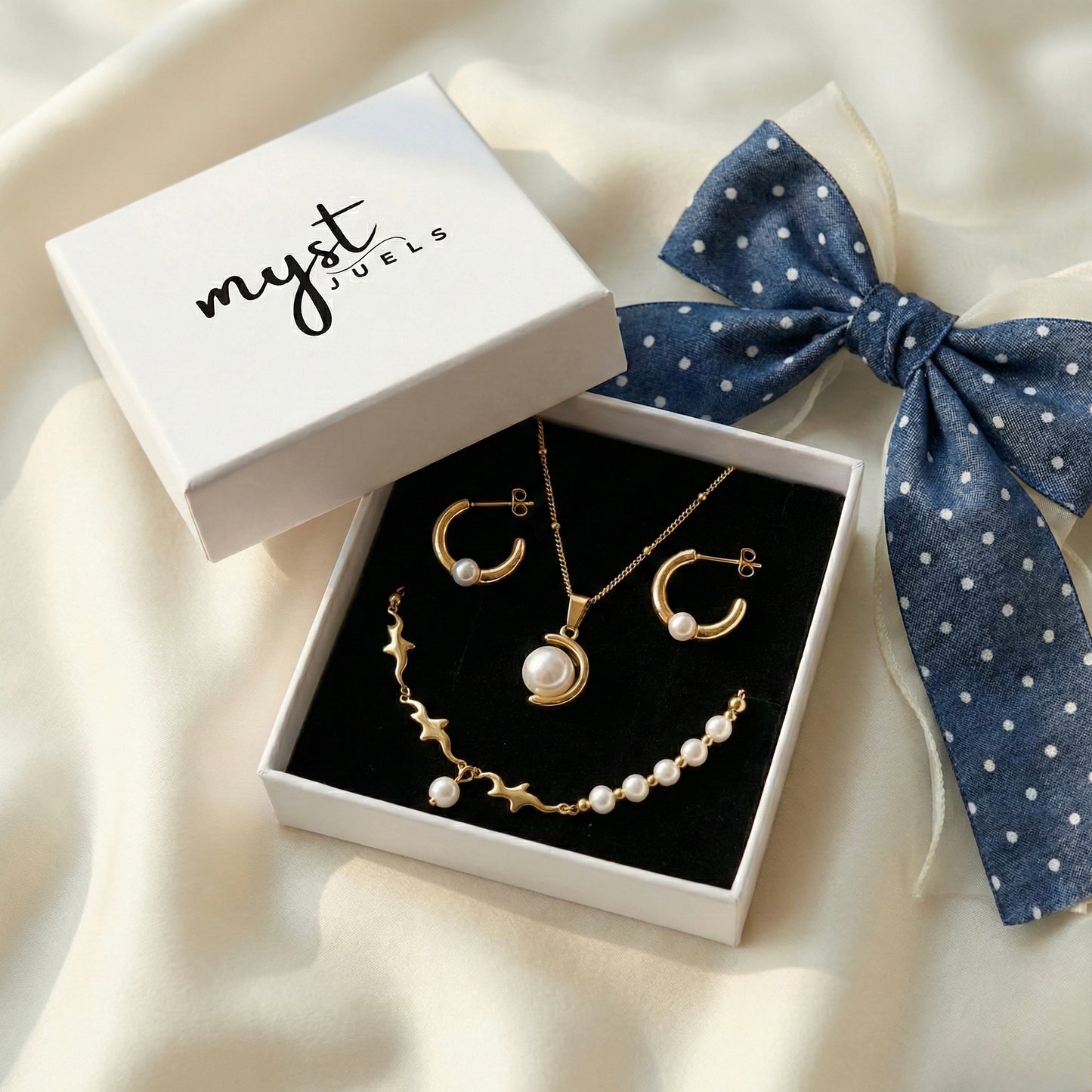 Denim & Pearl Weekend Set Box (4-Piece Luxe Edit)