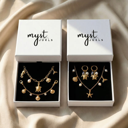 Oceanic Opulence Suite – Layered Coastal Gold Jewellery Set