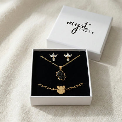 Midnight Puppy Playful Set - Necklace, Bracelet & Earrings