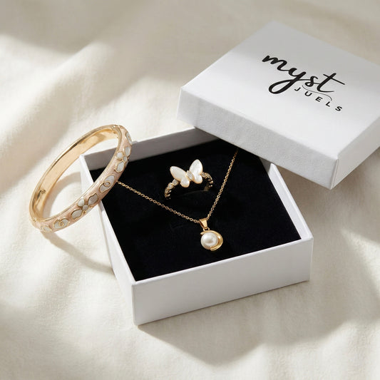 Festive Enamel Floral Box – Blush Pink Luxury Jewellery Combo