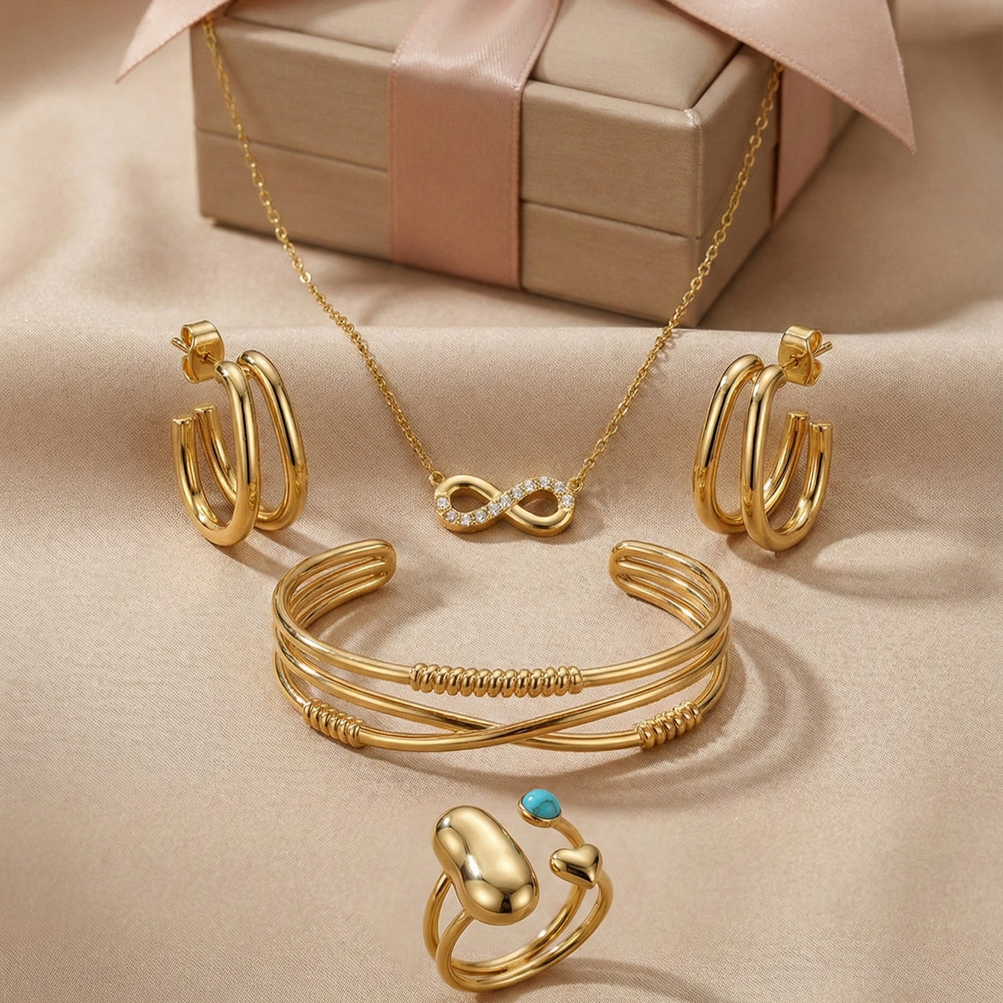 Infinity Love Combo Set – Necklace, Ring, Earrings & Bracelet