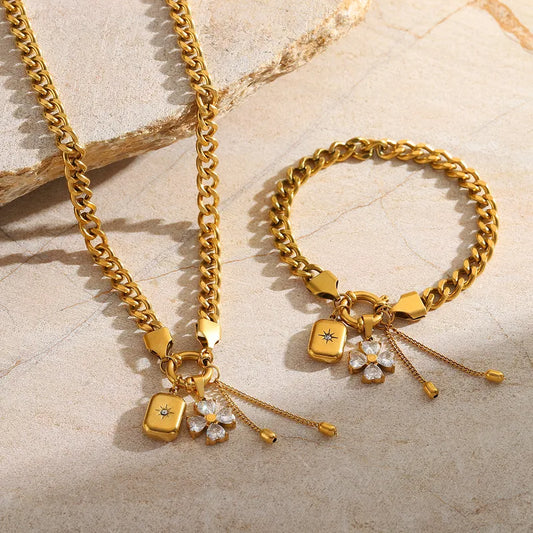 Golden celestial flora charm bracelet