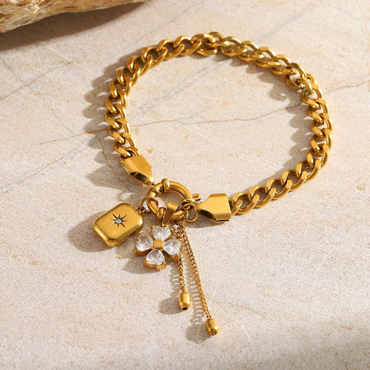 Golden celestial flora charm bracelet