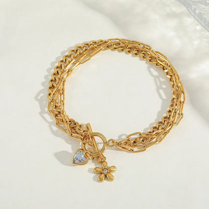 Multiple charms stainless steel bracelet