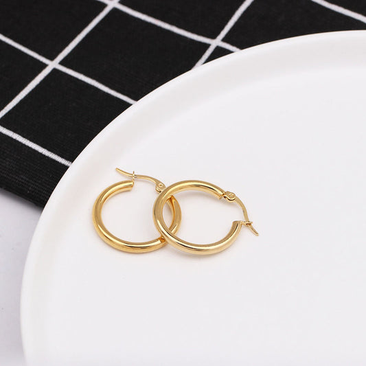Classic 18K Gold-Plated Waterproof Hoop Earrings