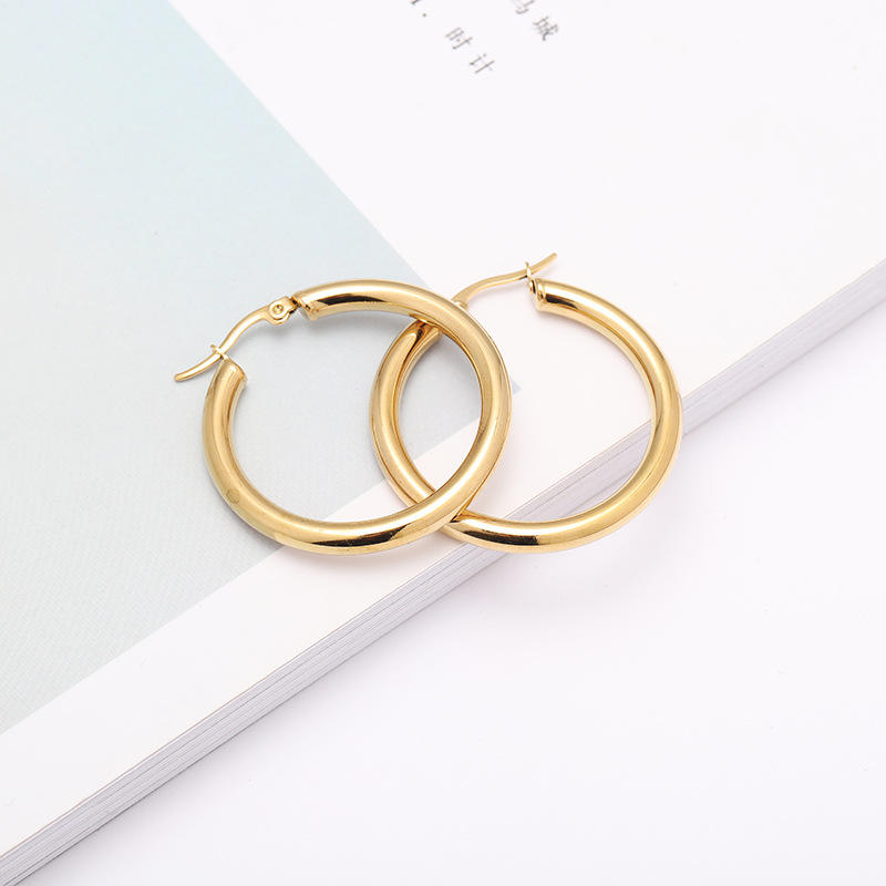 Classic 18K Gold-Plated Waterproof Hoop Earrings