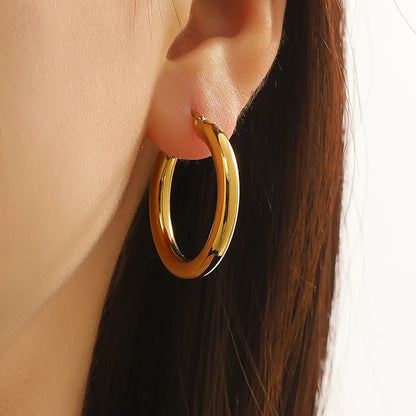 Classic 18K Gold-Plated Waterproof Hoop Earrings