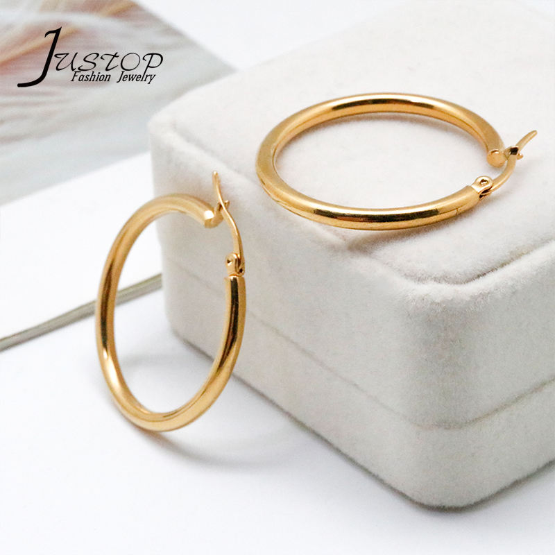 Classic 18K Gold-Plated Waterproof Hoop Earrings