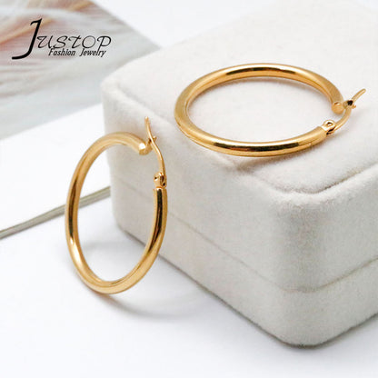 Classic 18K Gold-Plated Waterproof Hoop Earrings