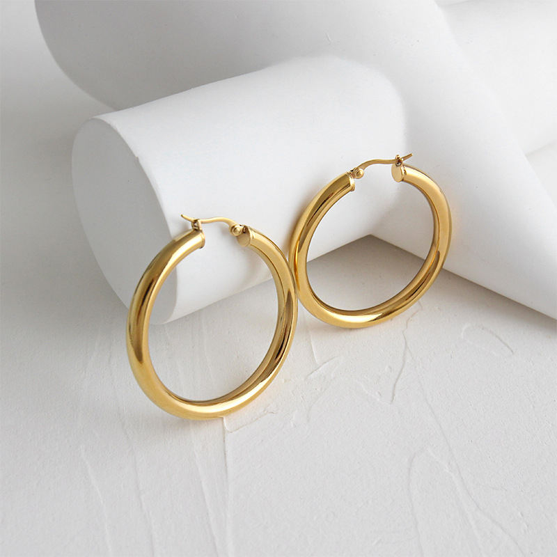 Classic 18K Gold-Plated Waterproof Hoop Earrings