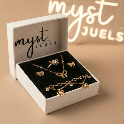 Myst Juels Bow Collection – 4-Piece Gold Plated Combo Set