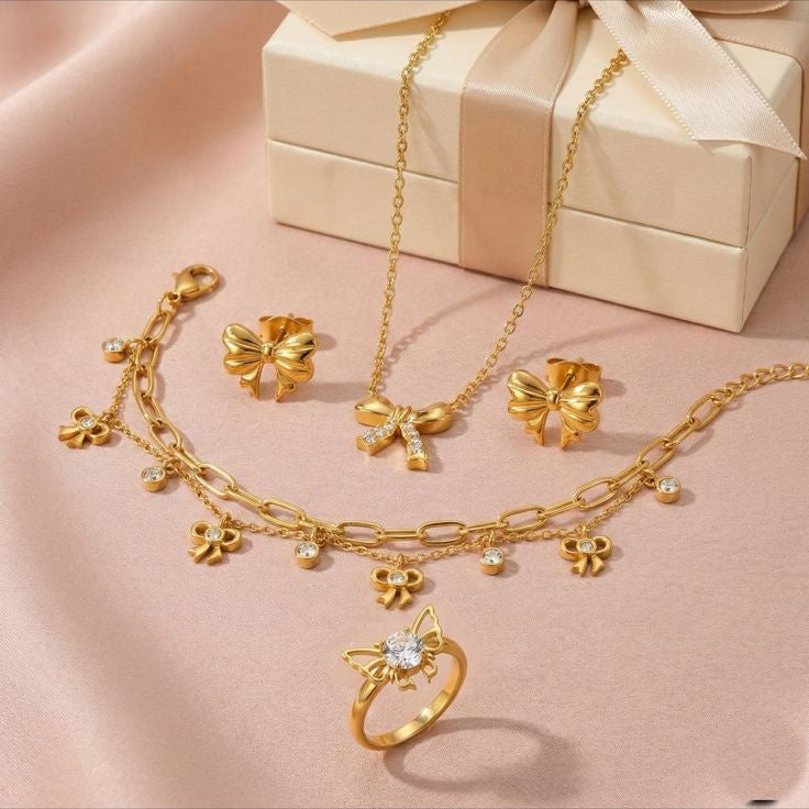 Myst Juels Bow Collection – 4-Piece Gold Plated Combo Set