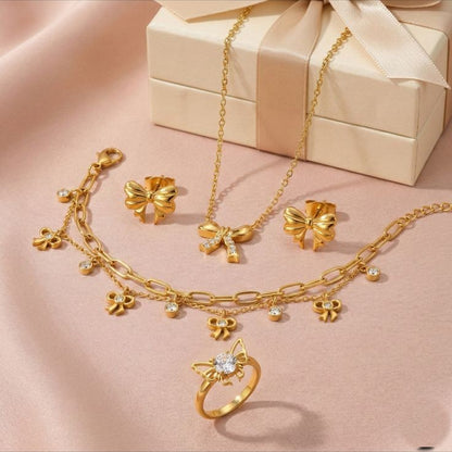 Myst Juels Bow Collection – 4-Piece Gold Plated Combo Set