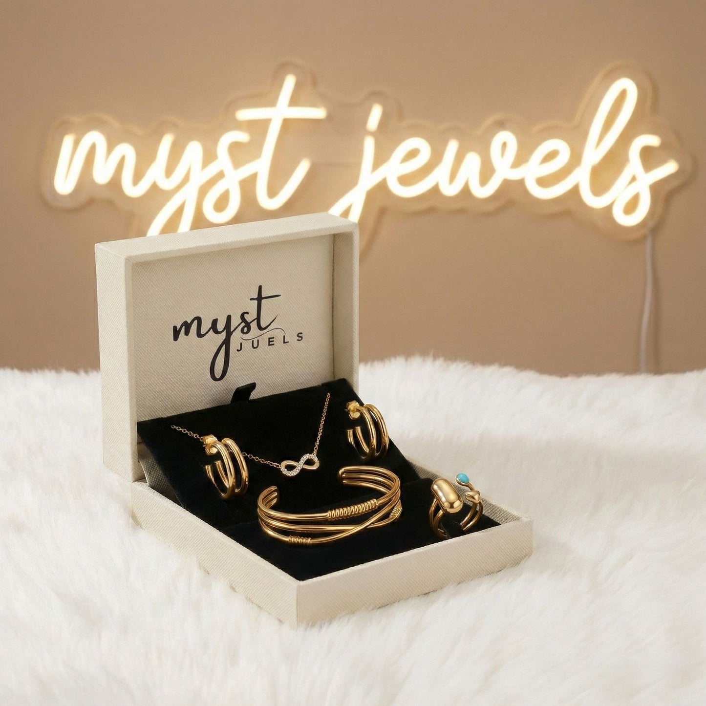 Infinity Love Combo Set – Necklace, Ring, Earrings & Bracelet