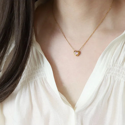 Heart shape stainless steel gold plated necklace