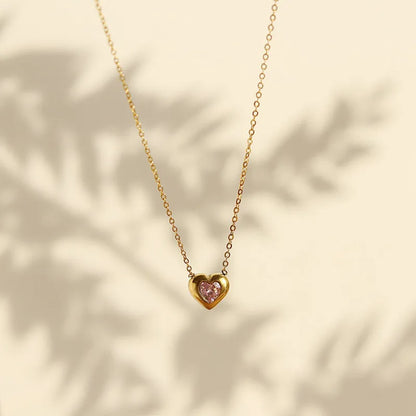 Heart shape stainless steel gold plated necklace