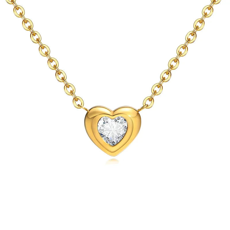 Heart shape stainless steel gold plated necklace