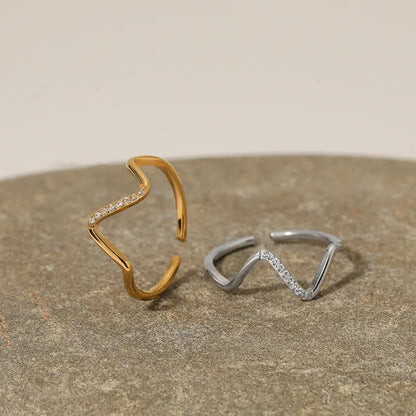 Irregular waved anti tarnish ring