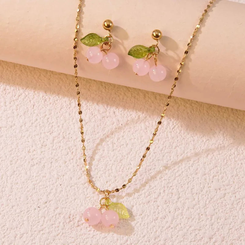 Anti-tarnish cherry stainless steel necklace