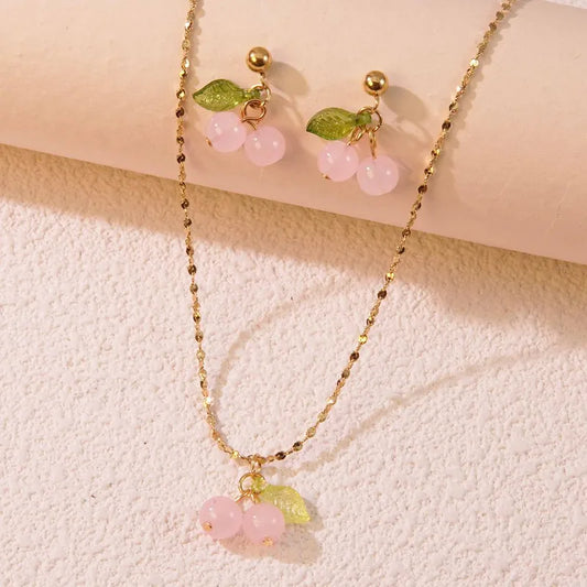 Anti-tarnish cherry stainless steel necklace
